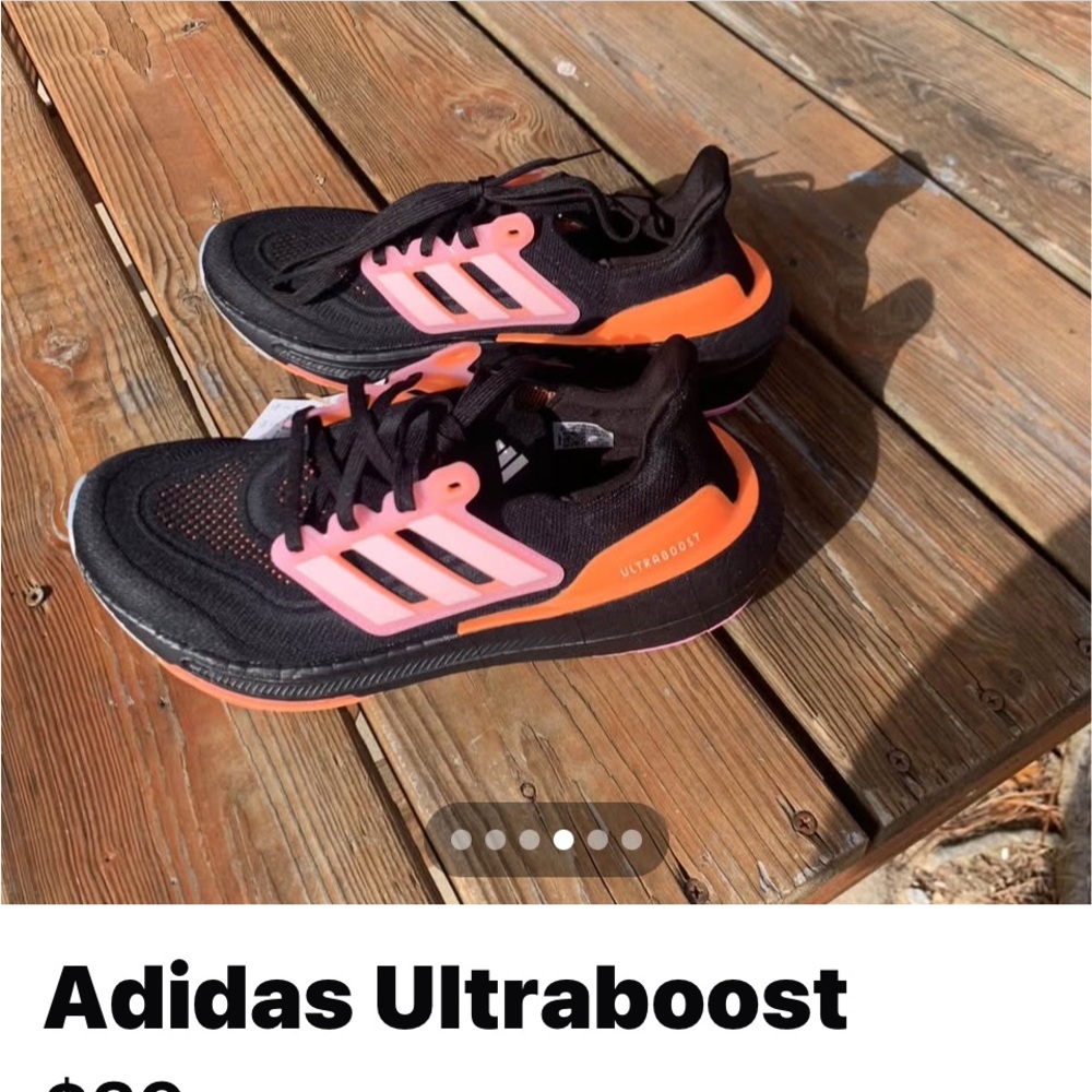adidas Ultraboost Black with Neon Pink and Orange Accents - Picture 4 of 6